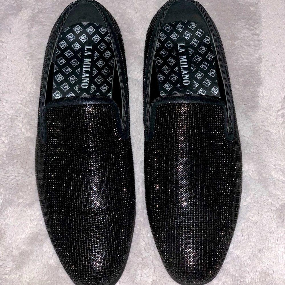 La Milano Men’s black diamond rhinestone loafers